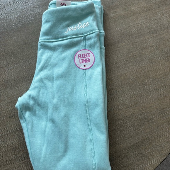 Justice Fleece Lined Leggings - Dark Blue and Light Mint - Picture 8 of 9